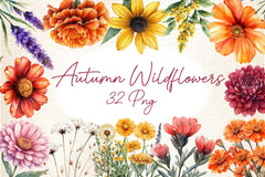 Autumn Wildflowers Clipart Bundle 9 - CraftNest - Digital Crafting and Art