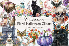 Floral Halloween Clipart Bundle - CraftNest - Digital Crafting and Art