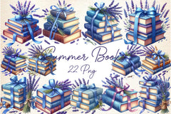 Summer Lavender Books Clipart Bundle - CraftNest - Digital Crafting and Art