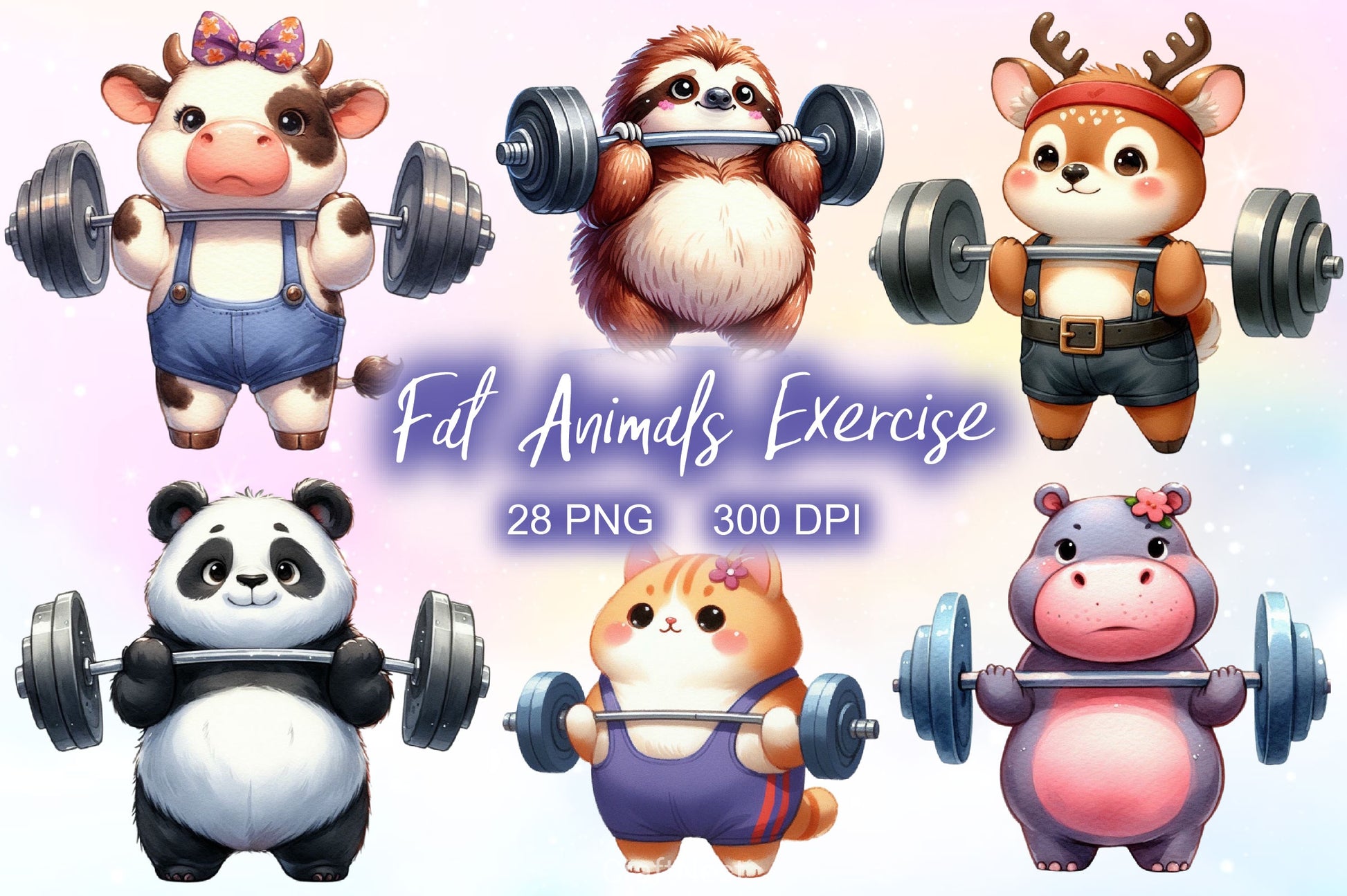 Fat Animals Exercise Clipart Bundle - CraftNest - Digital Crafting and Art