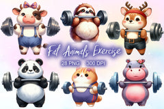 Fat Animals Exercise Clipart Bundle - CraftNest - Digital Crafting and Art