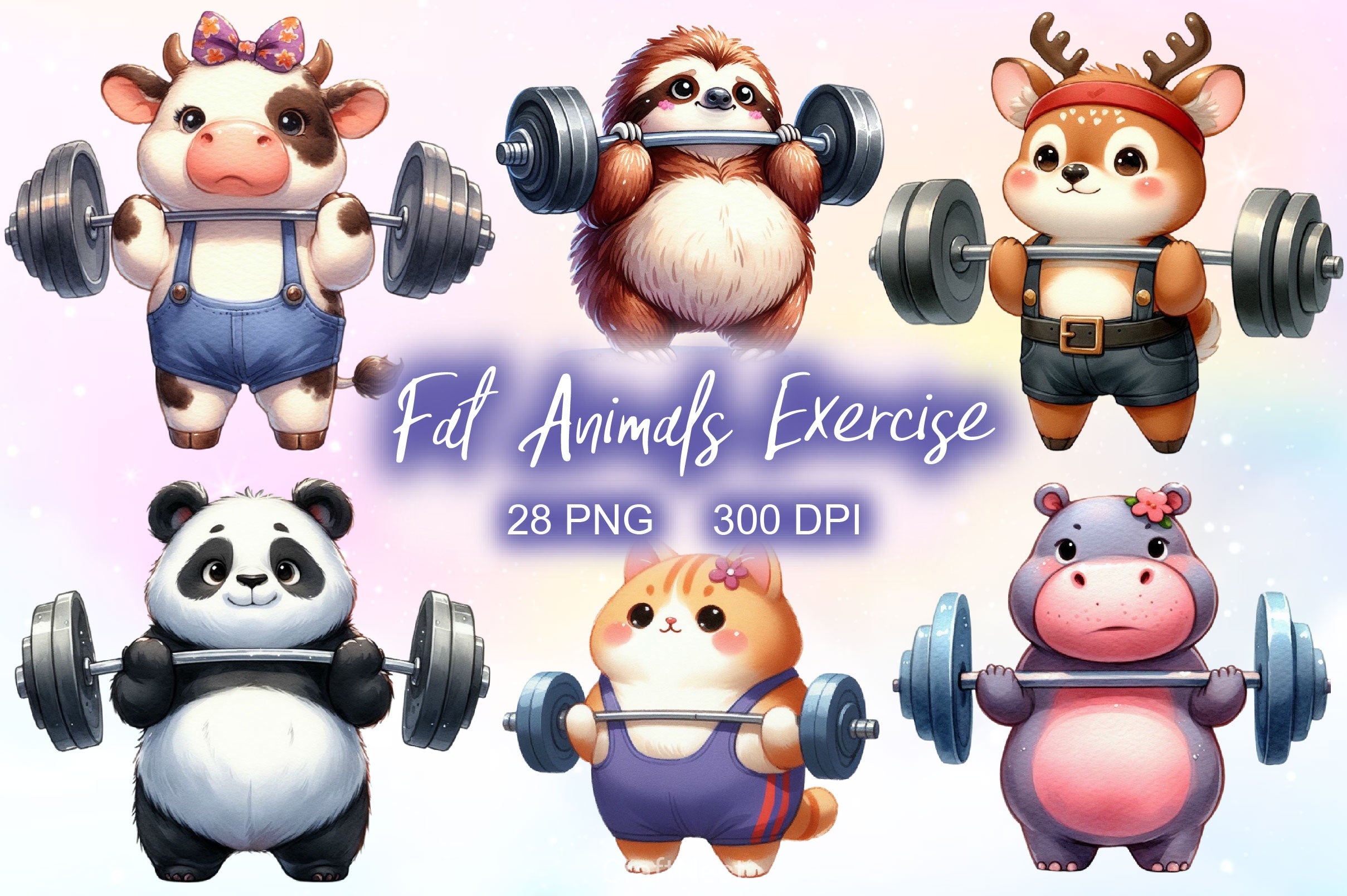 Fat Animals Exercise Clipart Bundle - CraftNest - Digital Crafting and Art