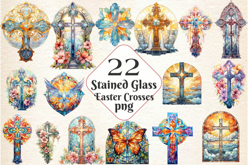 Stained Glass Easter Crosses Clipart Bundle 2 - CraftNest - Digital Crafting and Art