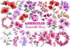 Bougainvillea Flower Clipart Bundle 2 - CraftNest - Digital Crafting and Art