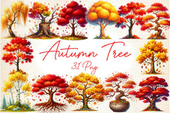 Autumn Tree Clipart Bundle 2 - CraftNest - Digital Crafting and Art