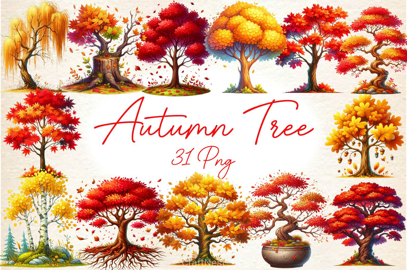 Autumn Tree Clipart Bundle 2 - CraftNest - Digital Crafting and Art
