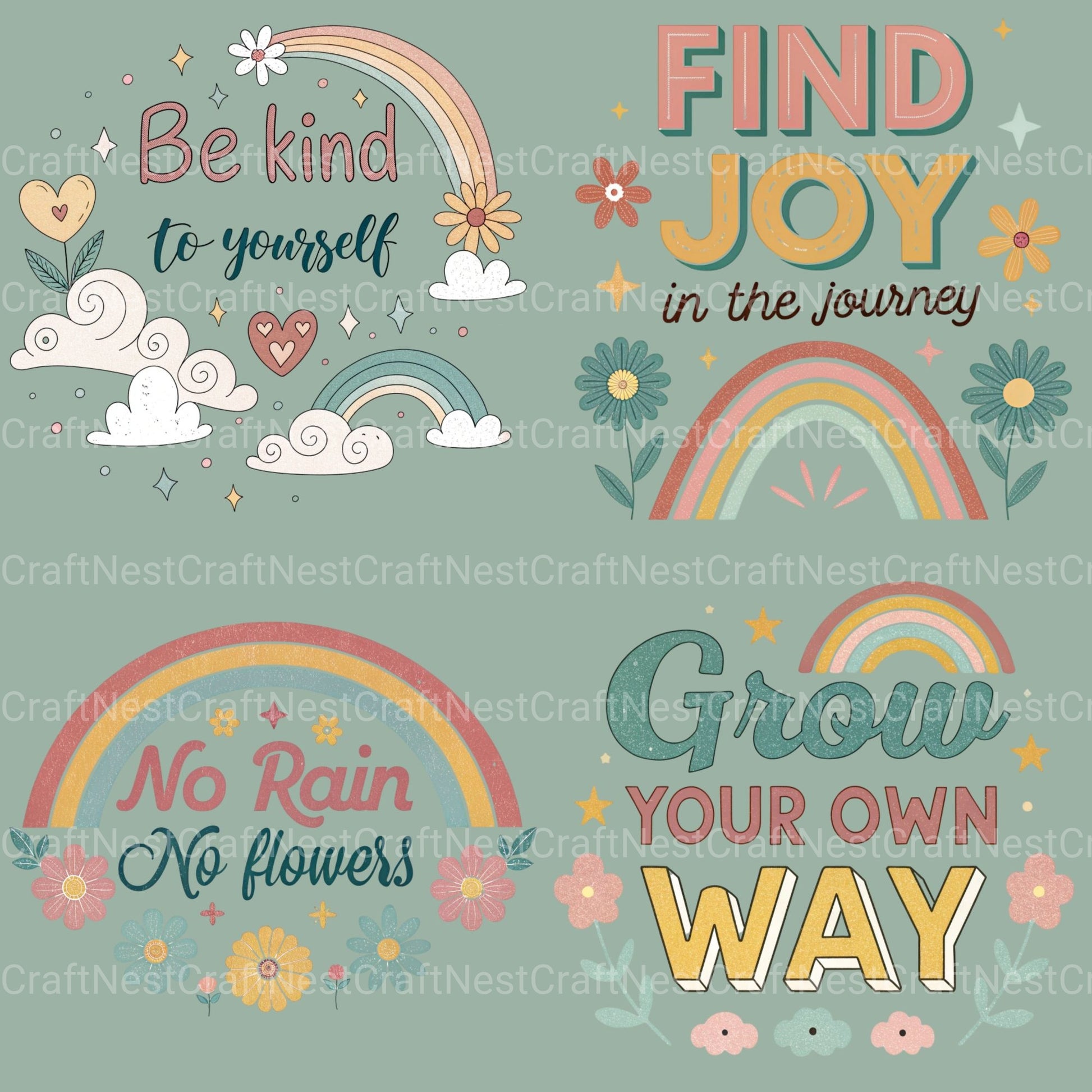 Retro Positive Words Clipart Bundle - CraftNest - Digital Crafting and Art