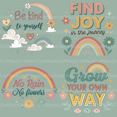 Retro Positive Words Clipart Bundle - CraftNest - Digital Crafting and Art