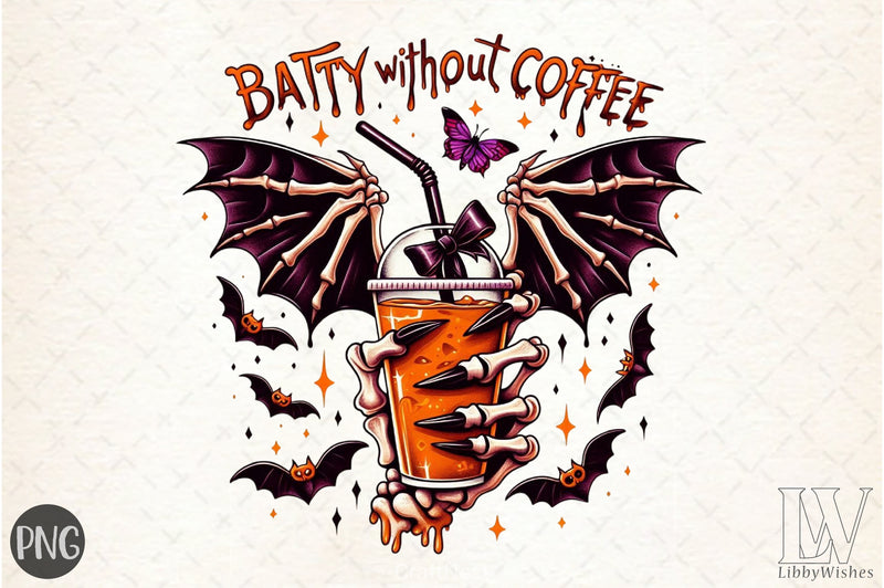 Batty Without Coffee Halloween Clipart Bundle 2 - CraftNest - Digital Crafting and Art