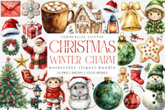 Timeless Winter Charm Christmas Collection Clipart Bundle - CraftNest - Digital Crafting and Art