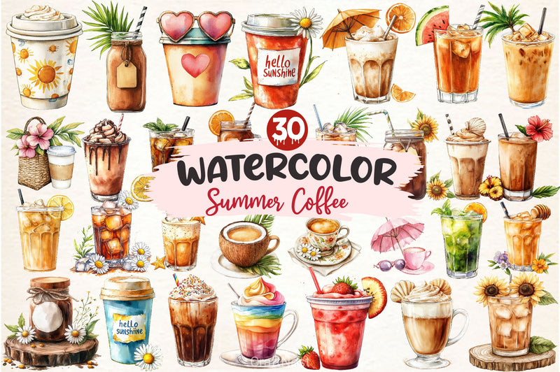Summer Coffee Clipart Bundle - CraftNest - Digital Crafting and Art