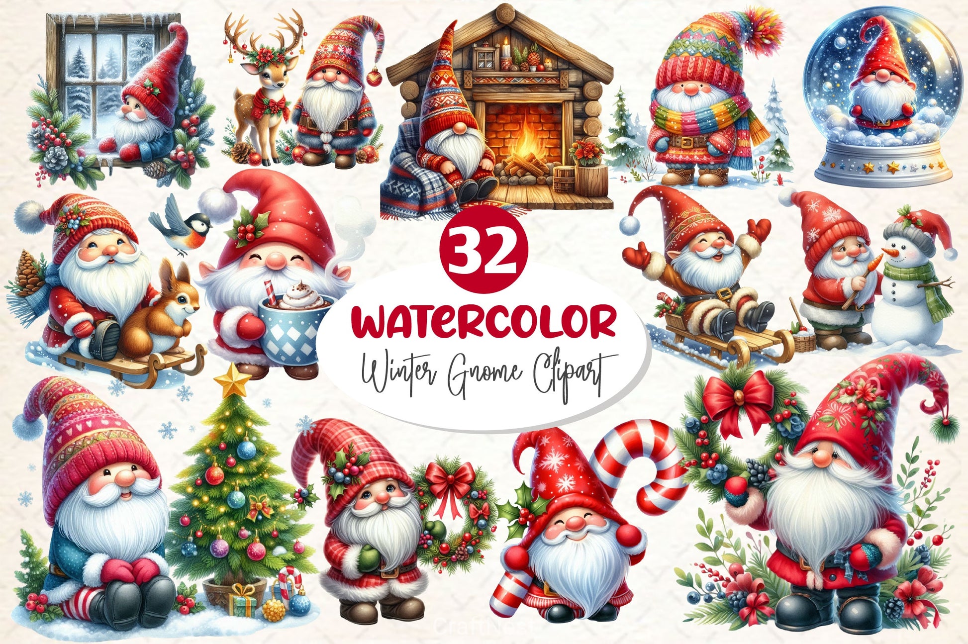 Winter Gnome Clipart Bundle - CraftNest - Digital Crafting and Art
