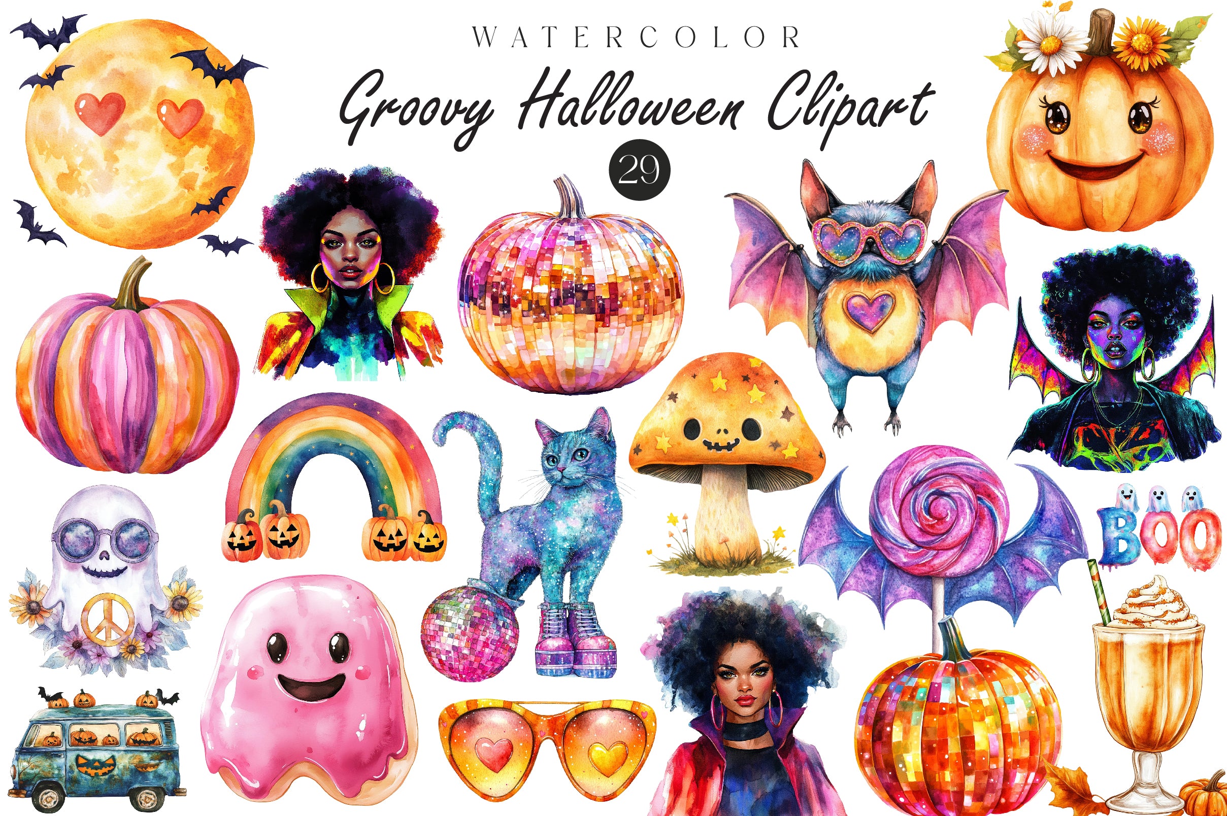 Groovy Halloween Clipart Bundle 1 - CraftNest - Digital Crafting and Art