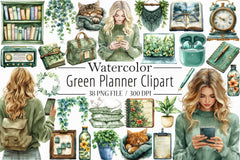 Green Planner Clipart Bundle - CraftNest - Digital Crafting and Art