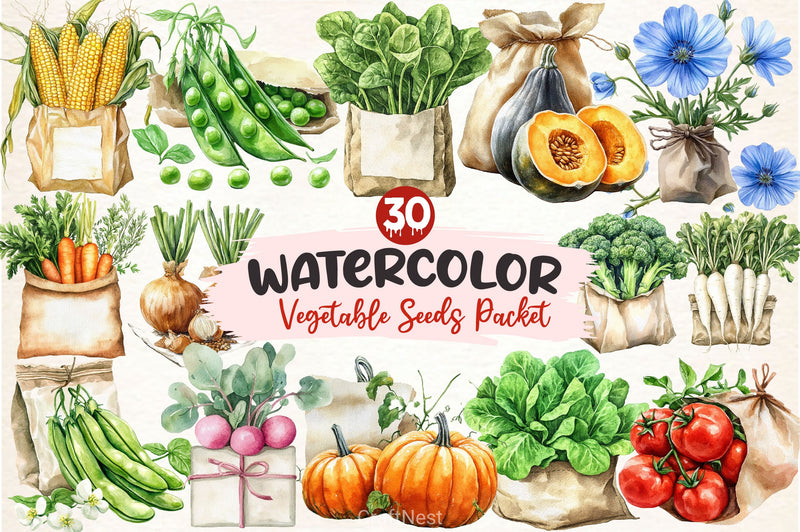 Vegetable Seeds Packet Clipart Bundle - CraftNest - Digital Crafting and Art