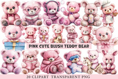 Pink Cute Blush Teddy Bear Clipart - CraftNest - Digital Crafting and Art