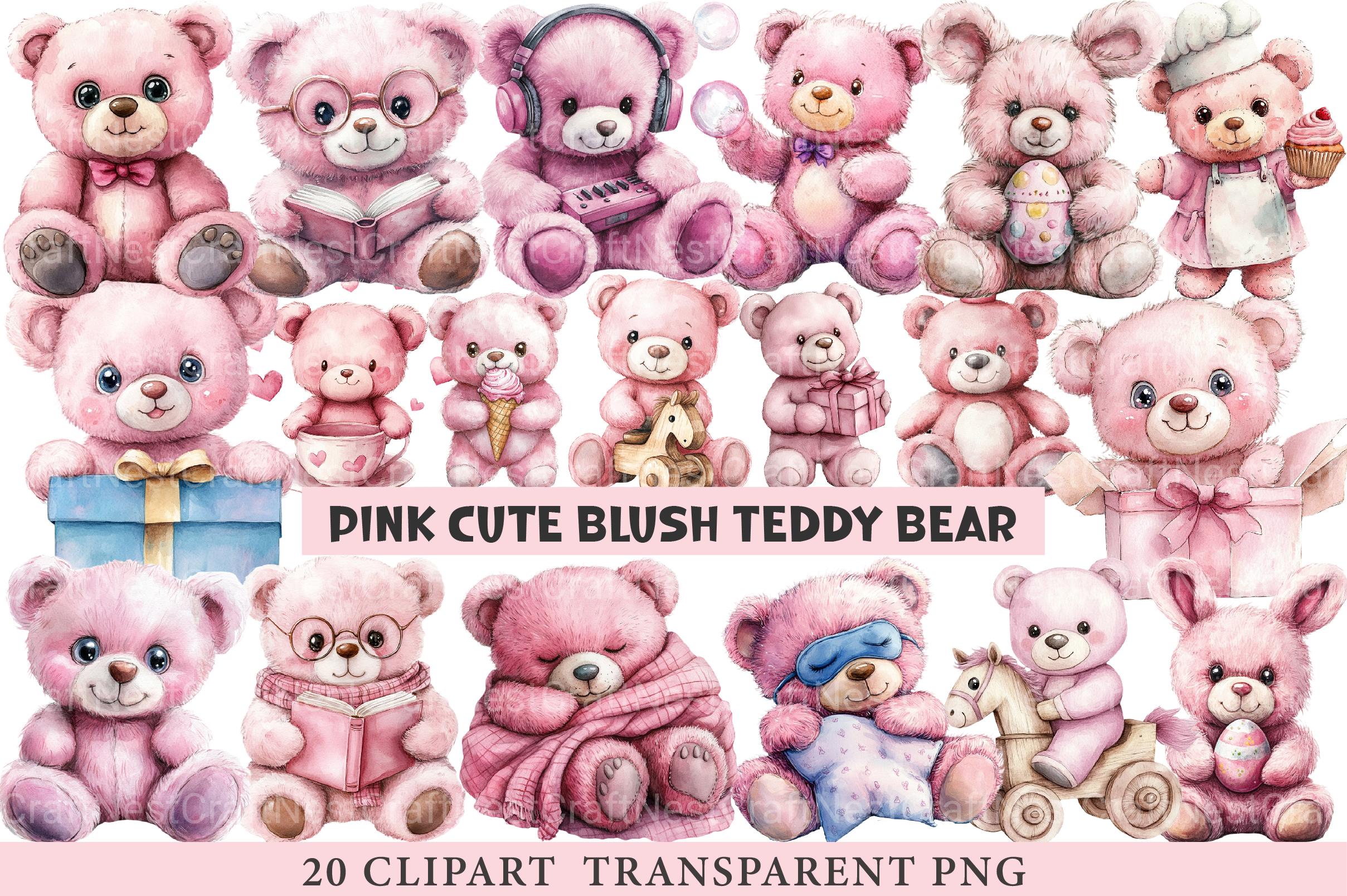 Pink Cute Blush Teddy Bear Clipart - CraftNest - Digital Crafting and Art