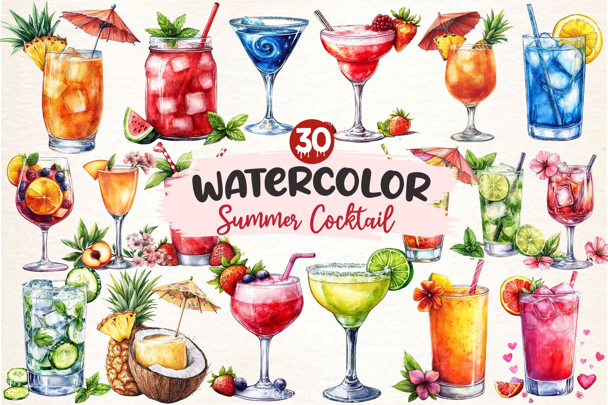 Summer Cocktail Clipart Bundle 2 - CraftNest - Digital Crafting and Art