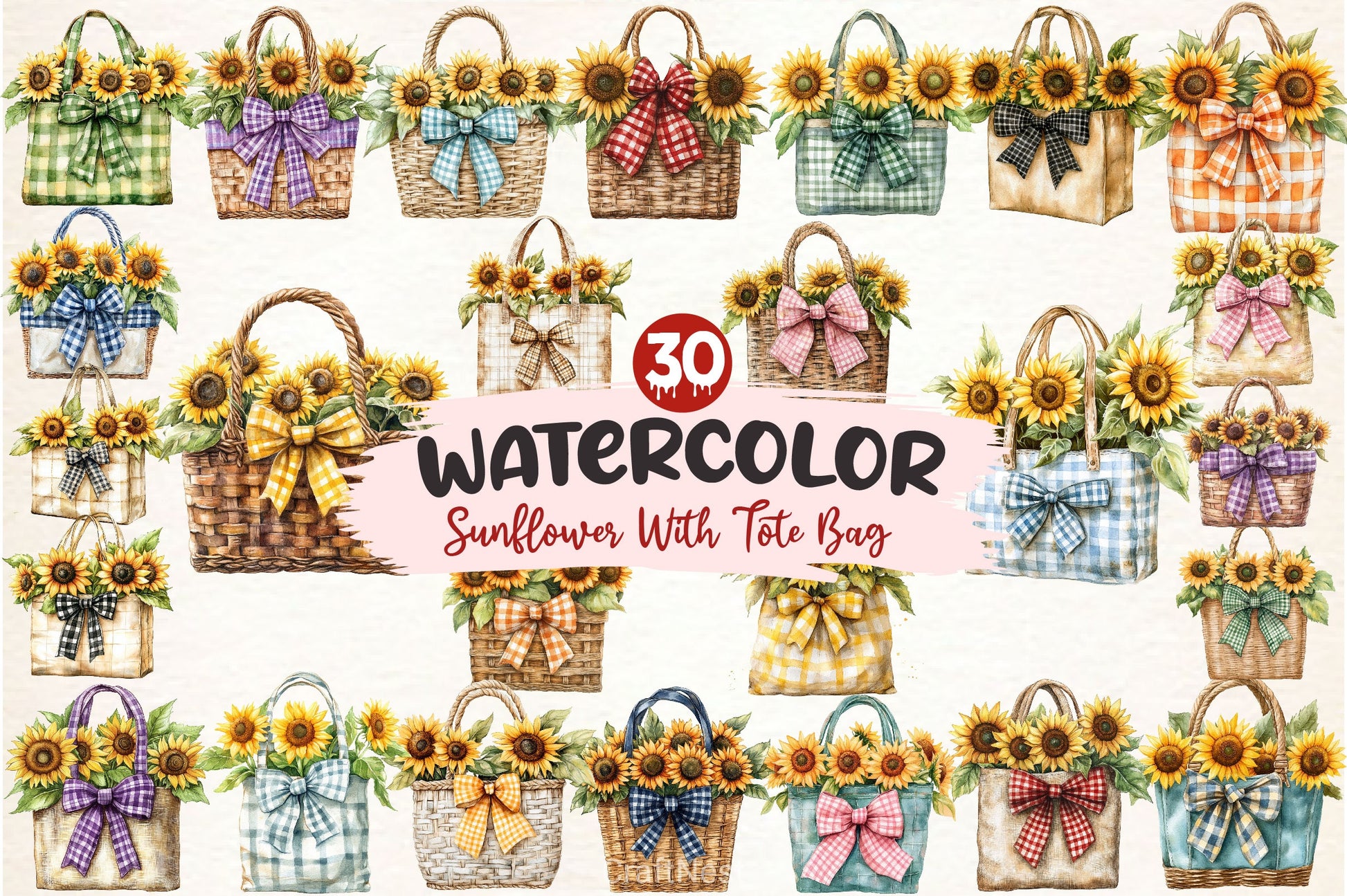 Summer Sunflower With Tote Bag Clipart Bundle - CraftNest - Digital Crafting and Art