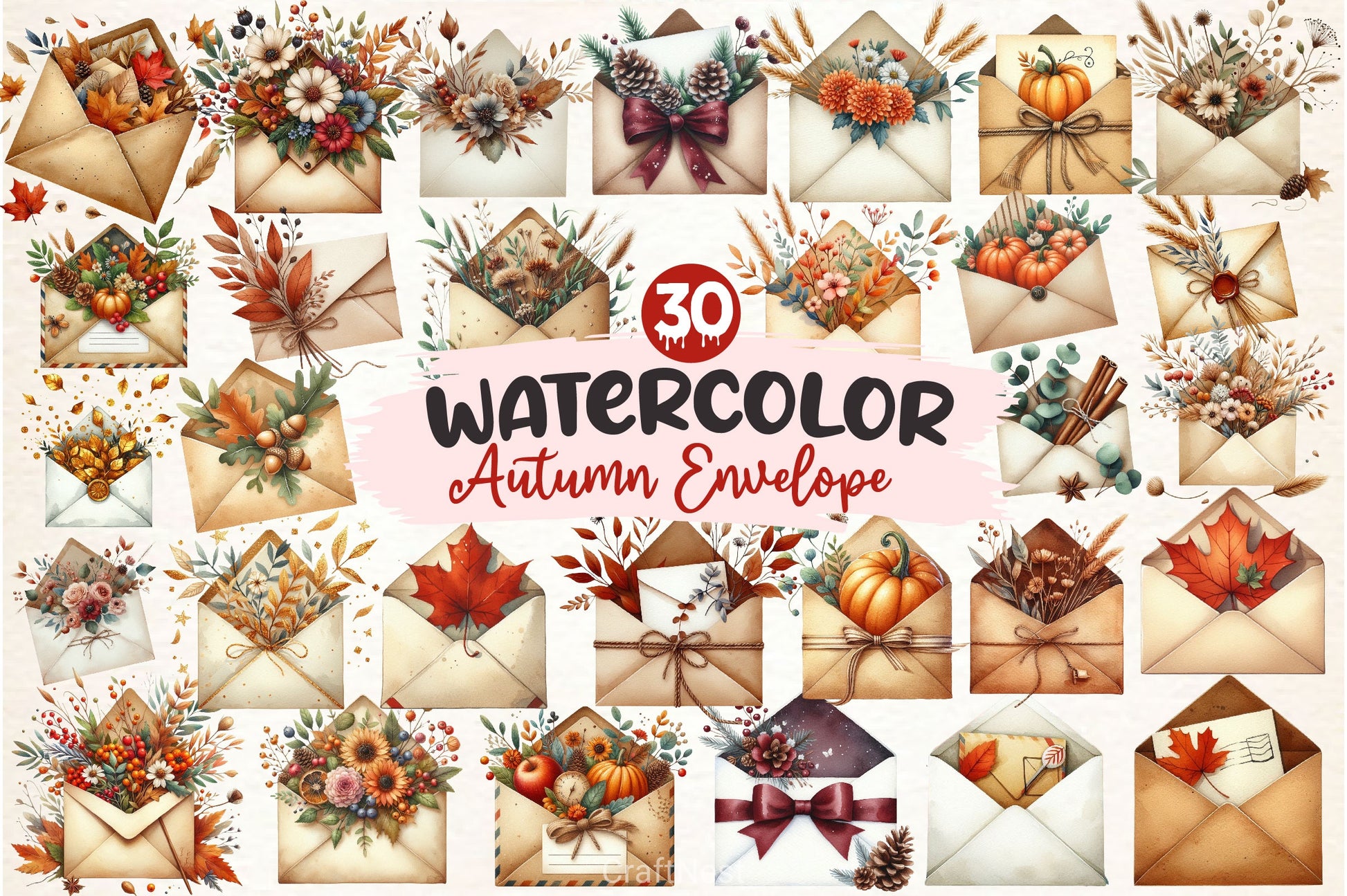 Autumn Envelope Clipart Bundle - CraftNest - Digital Crafting and Art