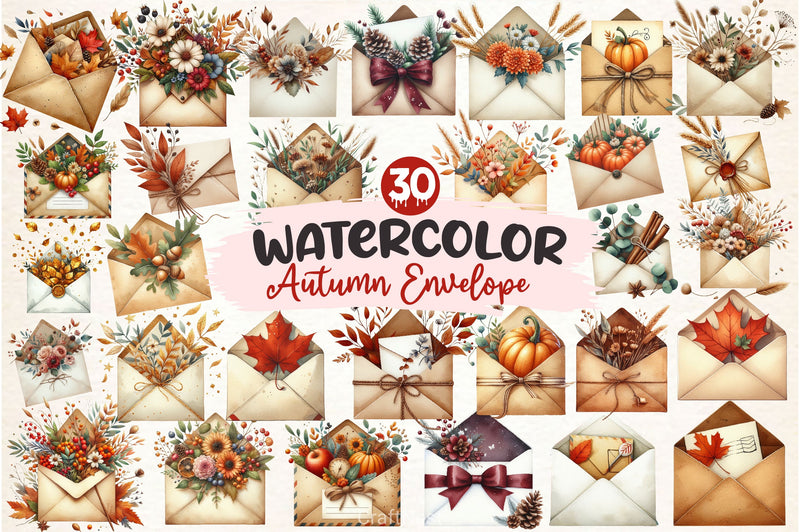 Autumn Envelope Clipart Bundle - CraftNest - Digital Crafting and Art