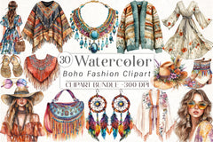 Boho Fashion Clipart Bundle - CraftNest - Digital Crafting and Art