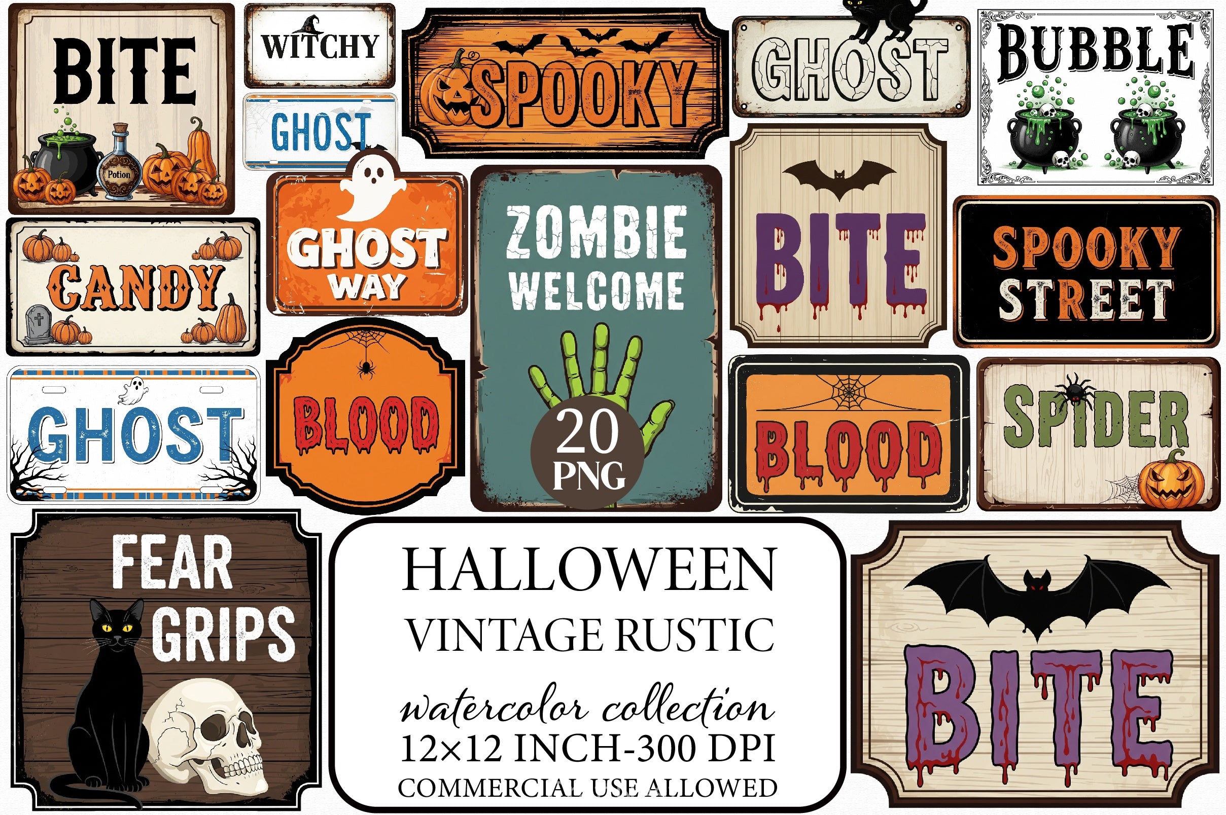 Vintage Rustic Halloween Clipart Bundle - CraftNest - Digital Crafting and Art