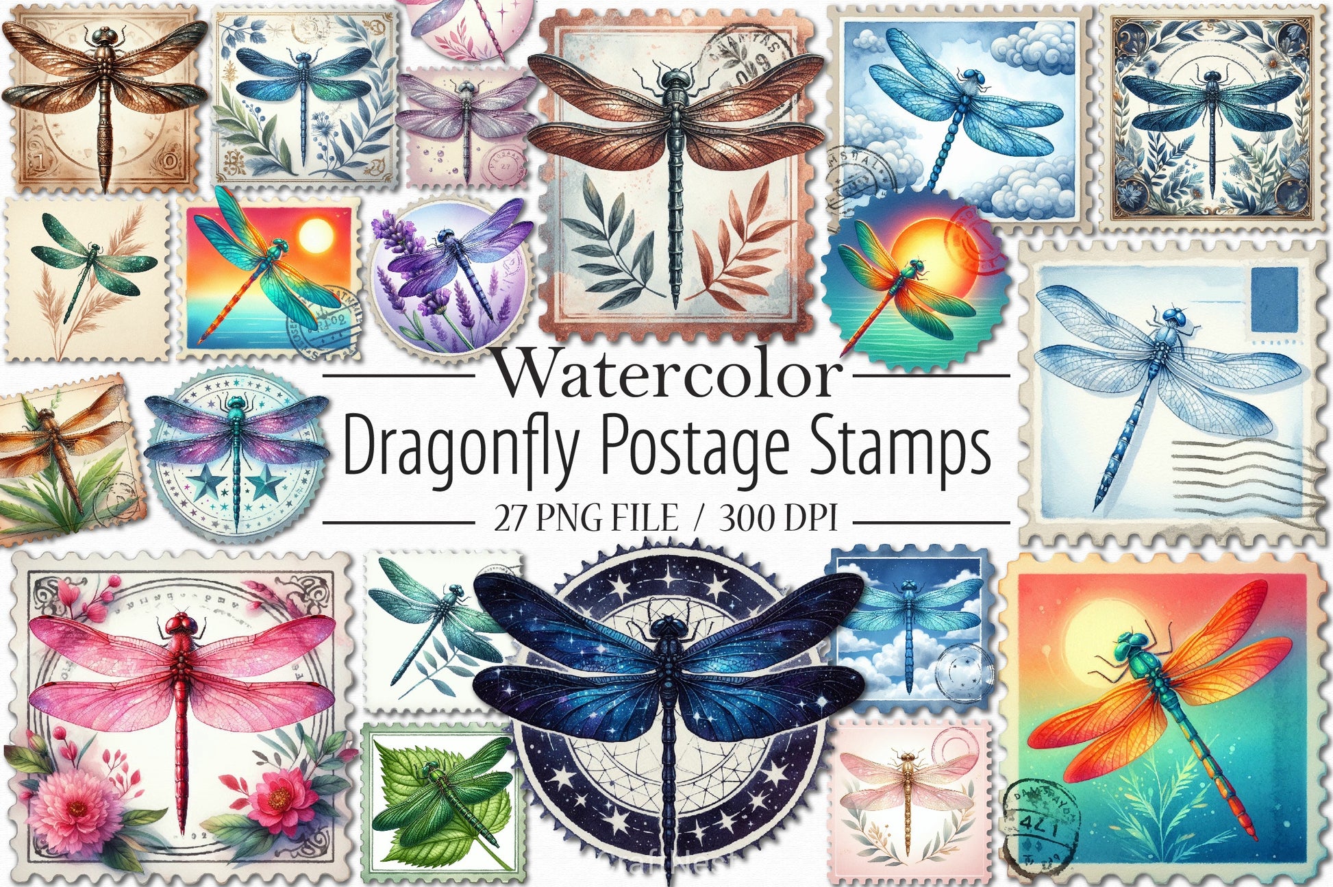 Dragonfly Stamps Clipart Bundle - CraftNest - Digital Crafting and Art