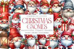 Christmas Gnomes Clipart Bundle: Red & White Festive Fun - CraftNest - Digital Crafting and Art