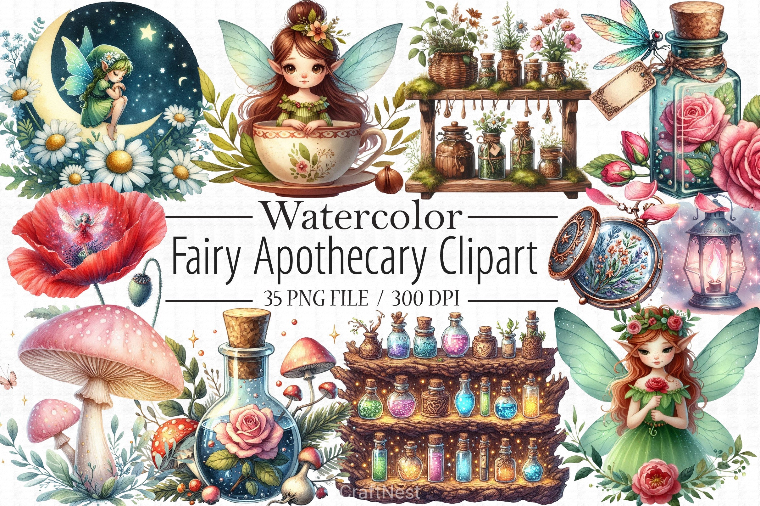 Fairy Apothecary Clipart Bundle - CraftNest - Digital Crafting and Art