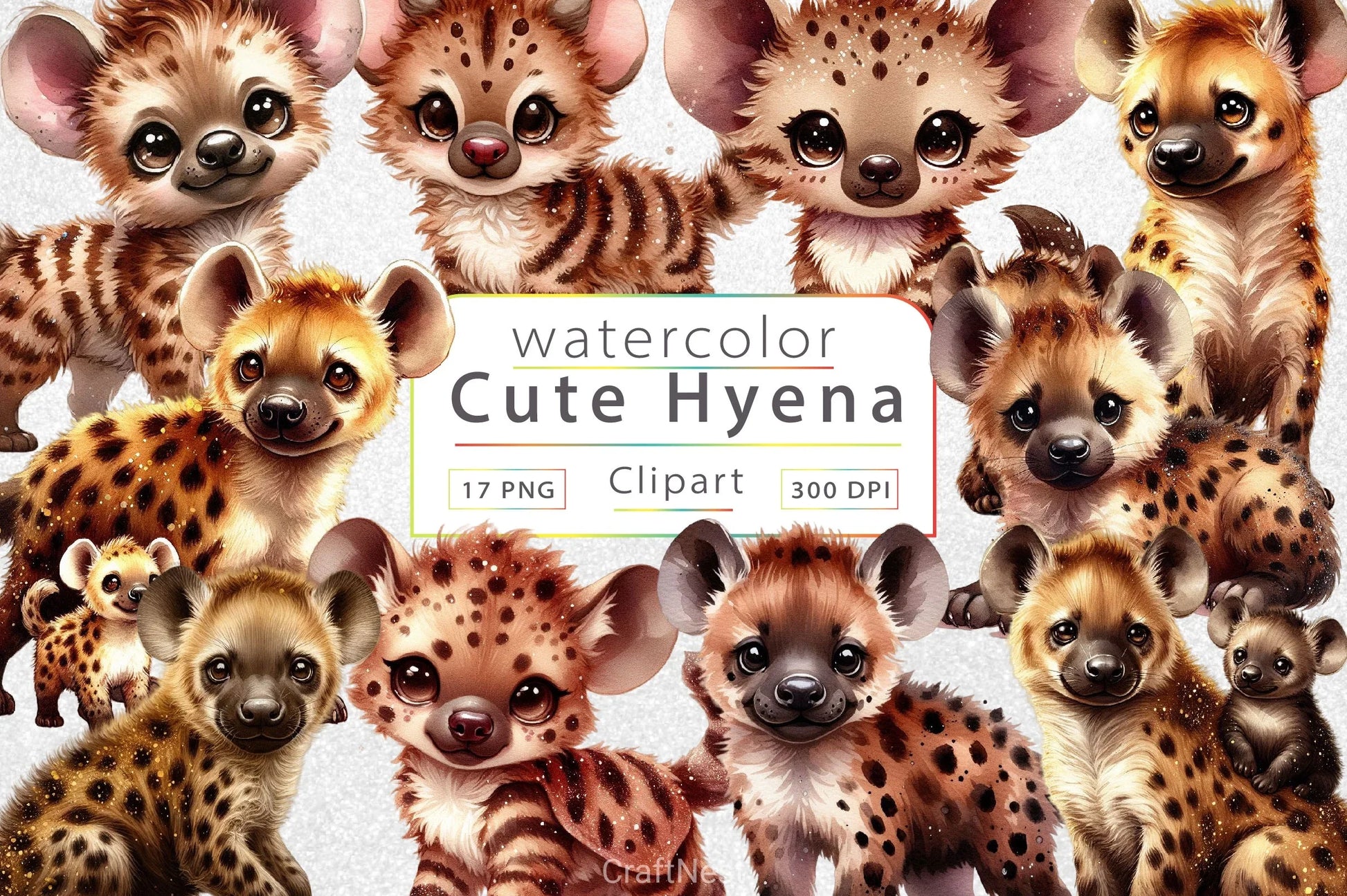 Cute Hyena Clipart Bundle - CraftNest - Digital Crafting and Art
