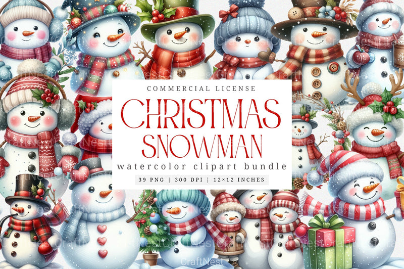 Snowman Winter Christmas Cute Clipart Bundle - CraftNest - Digital Crafting and Art