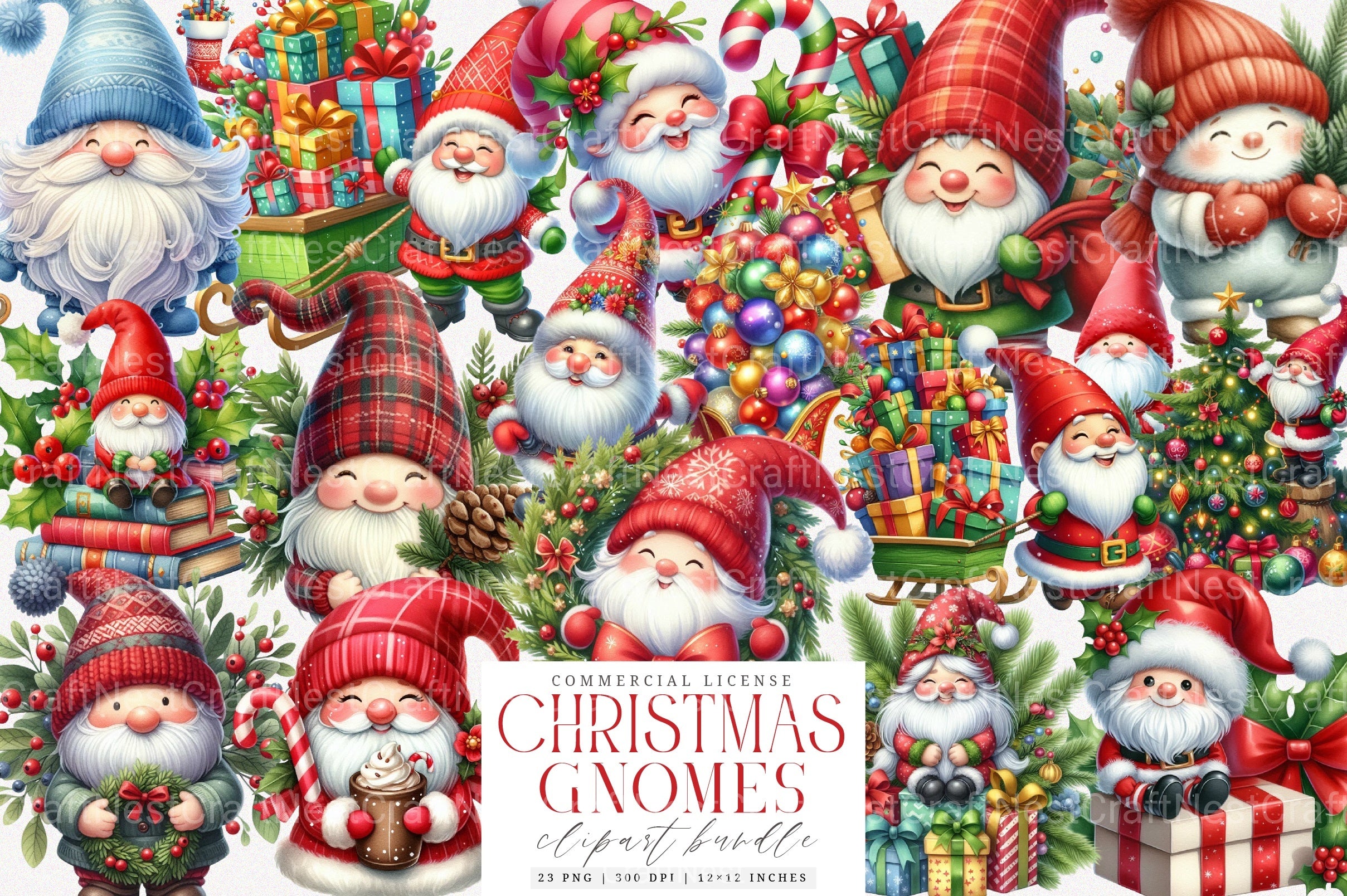 Gnome Christmas Cozy Clipart Bundle - CraftNest - Digital Crafting and Art