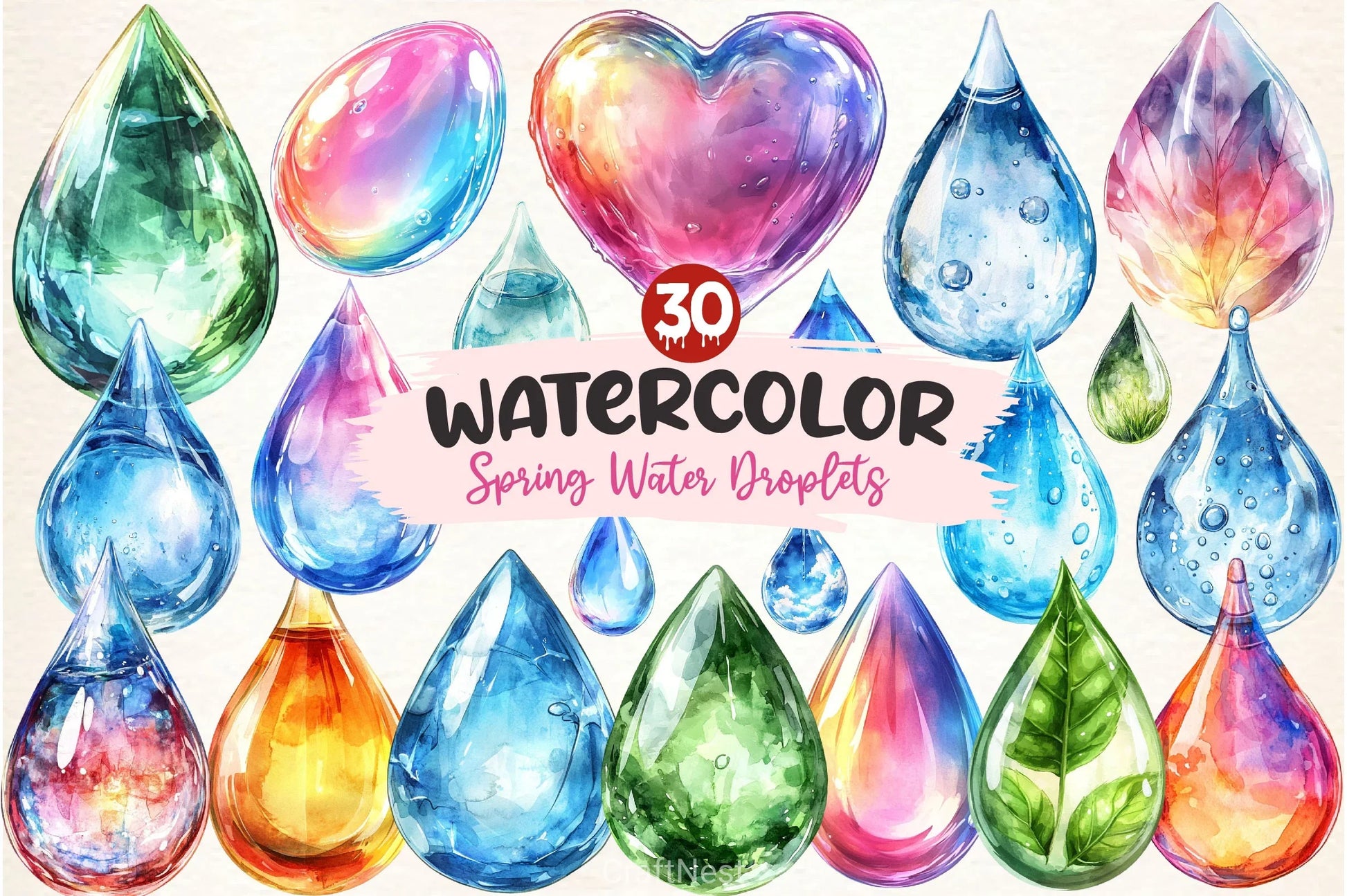 Spring Water Droplets Clipart Bundle 3 - CraftNest - Digital Crafting and Art