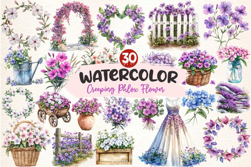 Spring Creeping Phlox Flower Clipart Bundle - CraftNest - Digital Crafting and Art