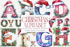 Christmas Alphabet Letters Reindeer Santa Snowman Clipart Bundle - CraftNest - Digital Crafting and Art