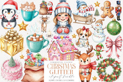 Glitter Cute Christmas Sublimation Clipart Bundle 3 - CraftNest - Digital Crafting and Art