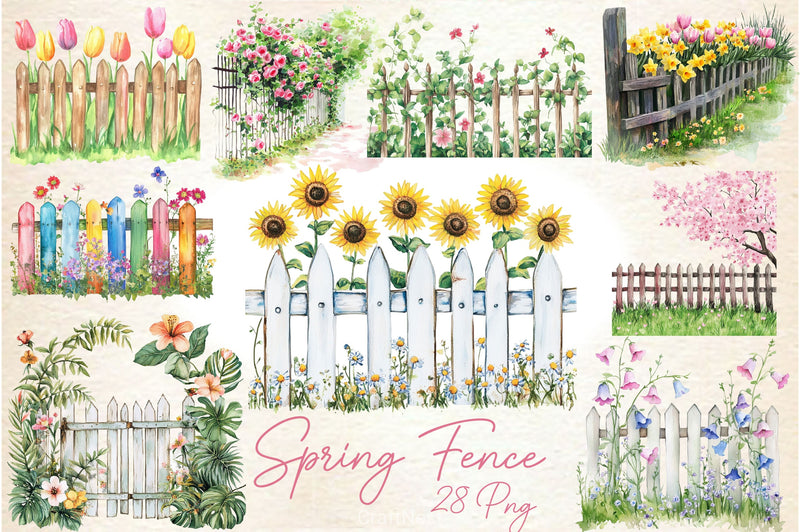 Spring Flower Fence Clipart Bundle 1 - CraftNest - Digital Crafting and Art