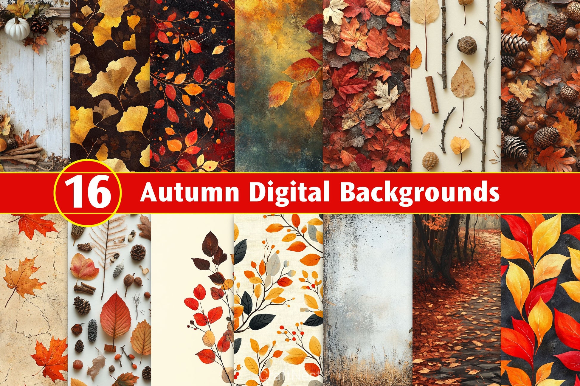 Autumn Digital Backgrounds Clipart Bundle - CraftNest - Digital Crafting and Art