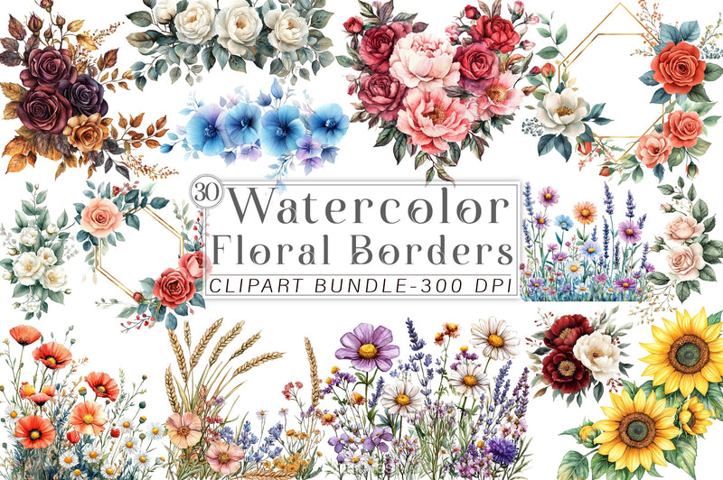 Floral Borders Clipart Bundle - CraftNest - Digital Crafting and Art