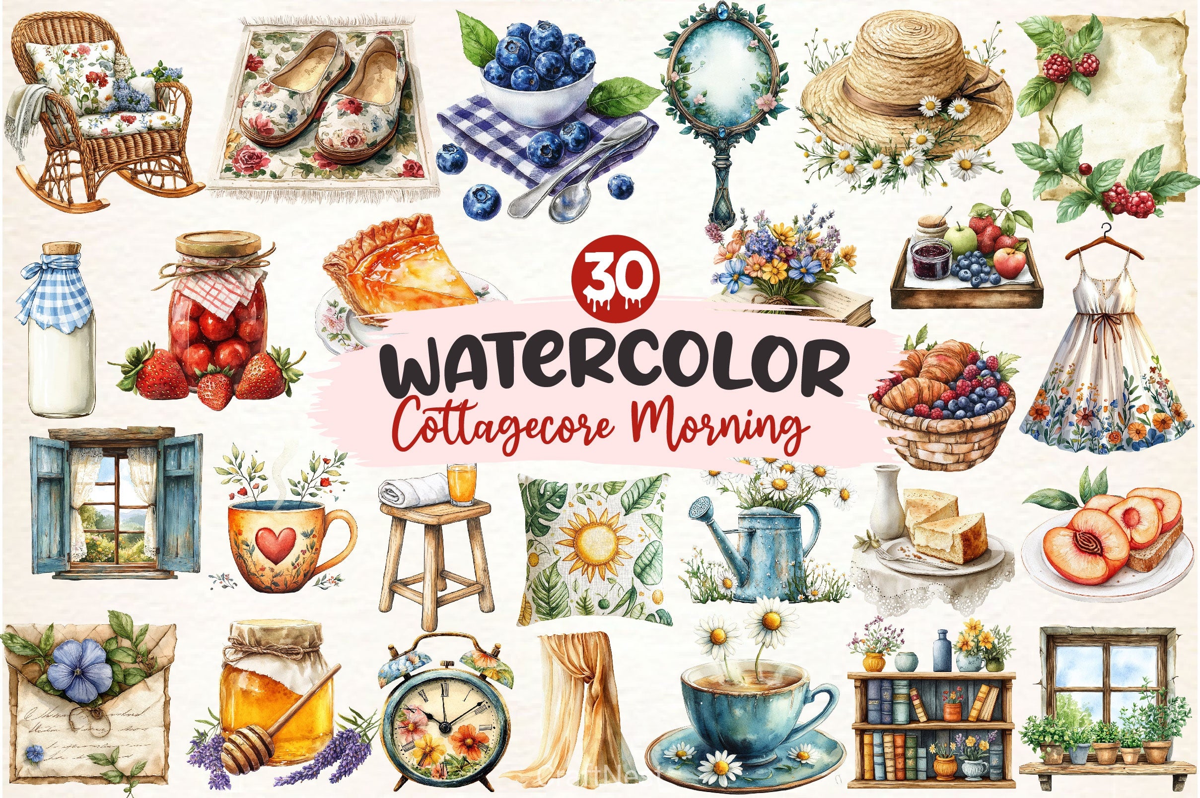 Summer Cottagecore Morning Clipart Bundle - CraftNest - Digital Crafting and Art