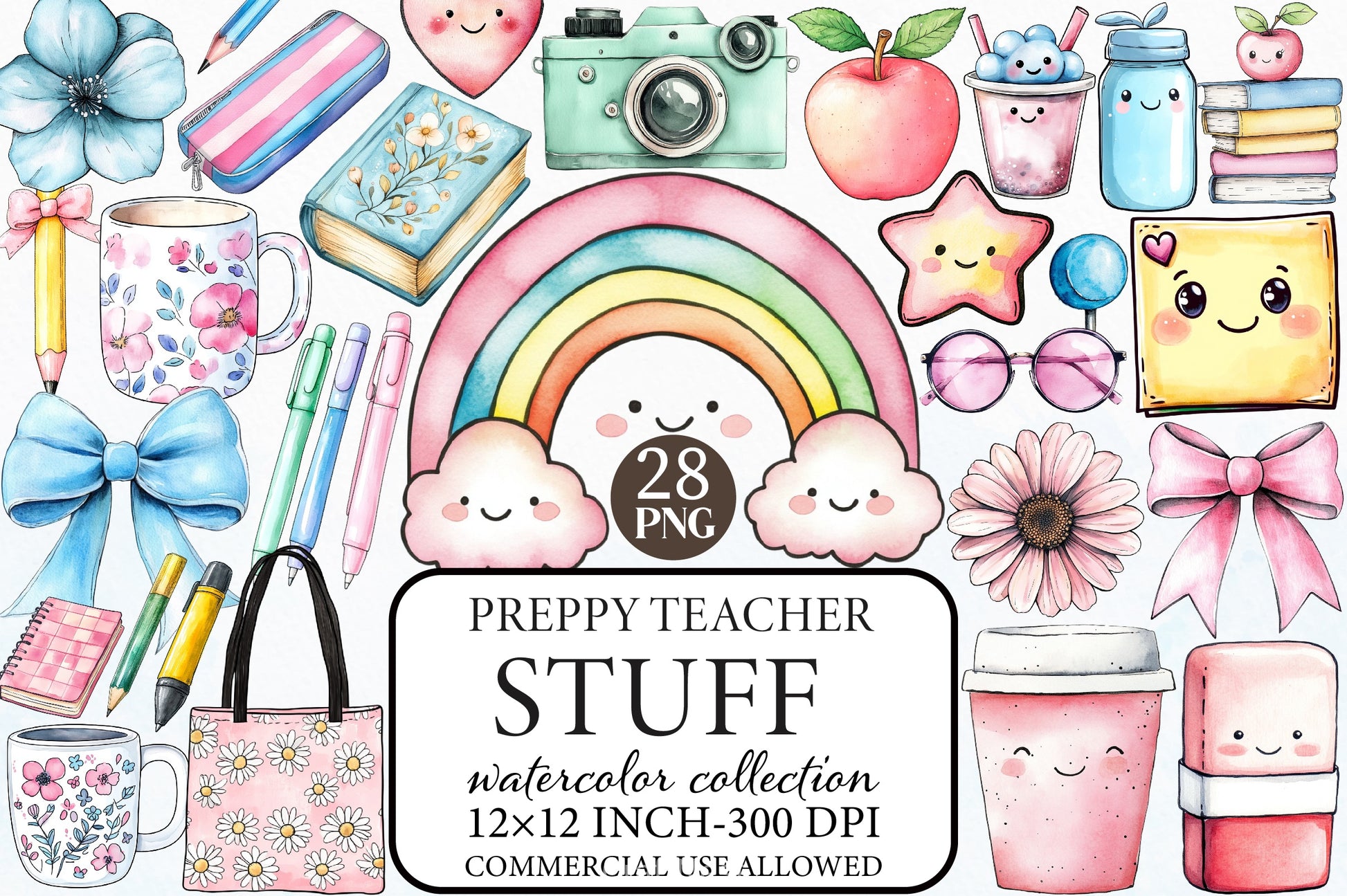 Preppy Teacher Clipart Bundle - CraftNest - Digital Crafting and Art