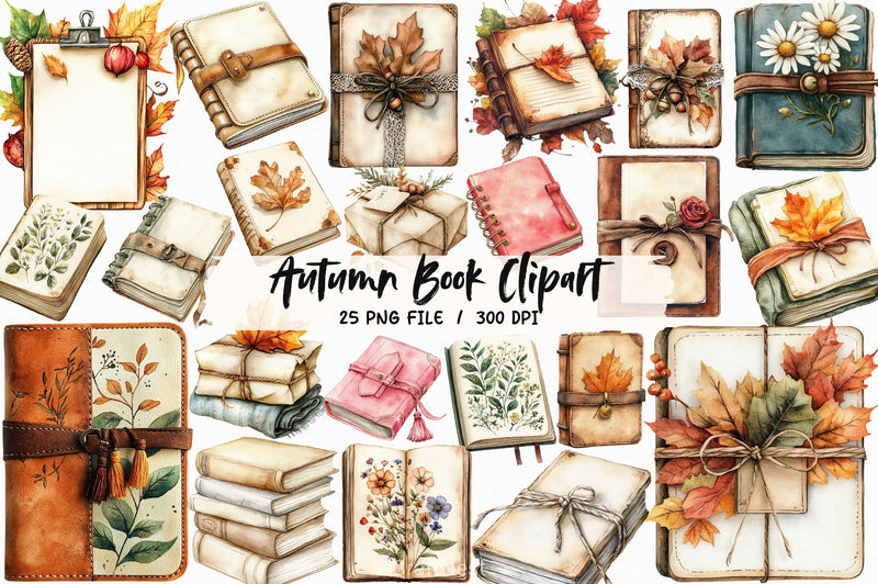 Autumn Book Clipart Bundle 2 - CraftNest - Digital Crafting and Art