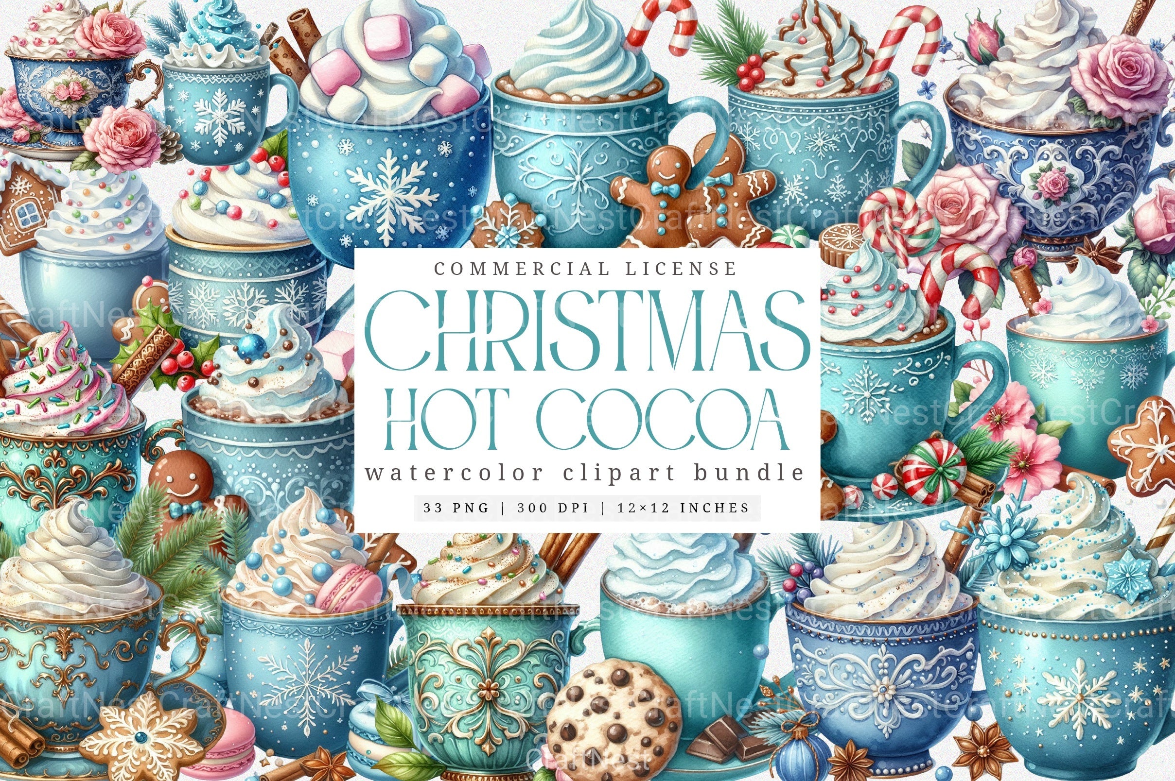 Winter Hot Cocoa Clipart Bundle: Cozy Chocolate Festive Printables - CraftNest - Digital Crafting and Art