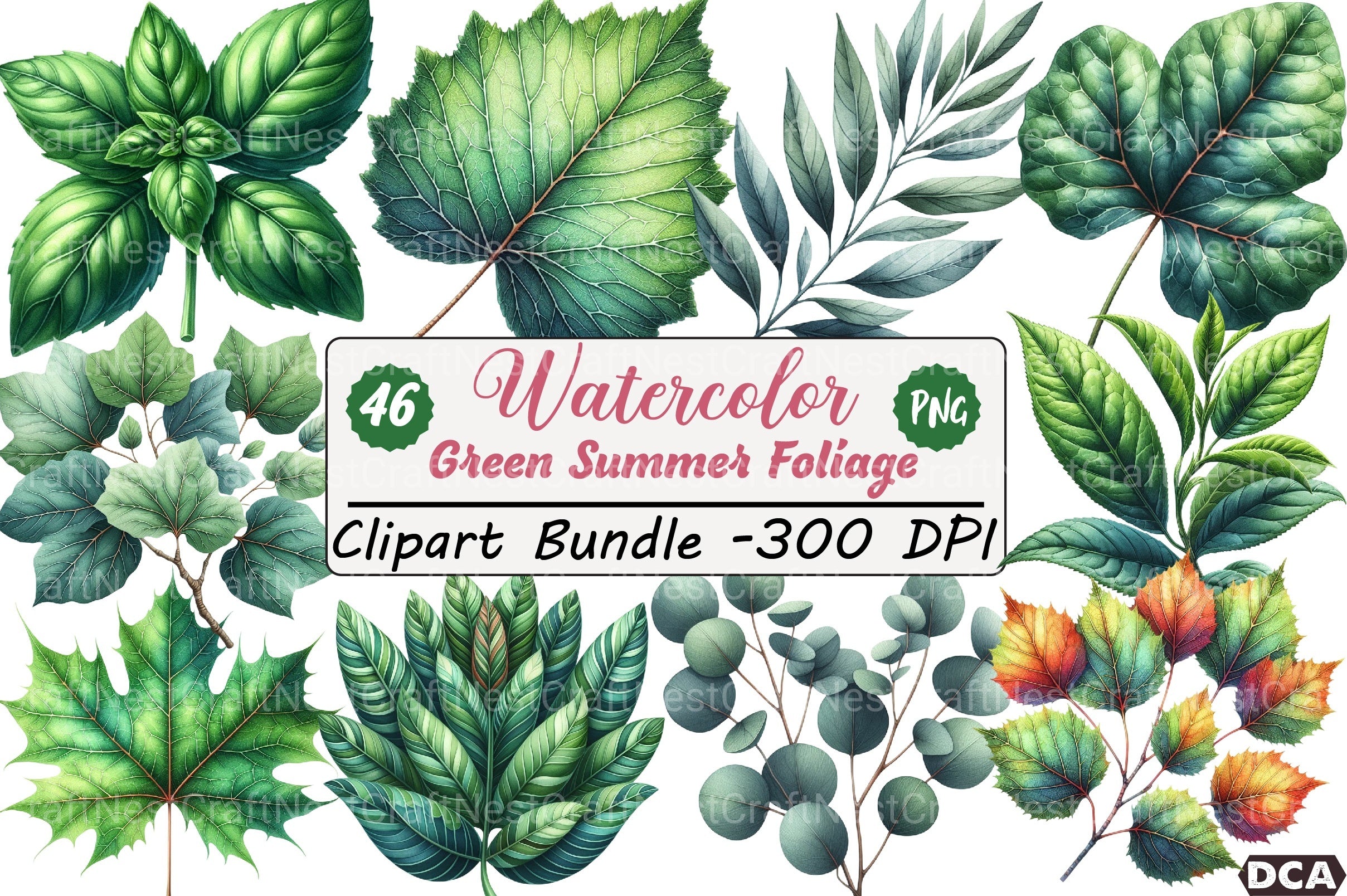 Green Summer Foliage Clipart Bundle 3 - CraftNest - Digital Crafting and Art