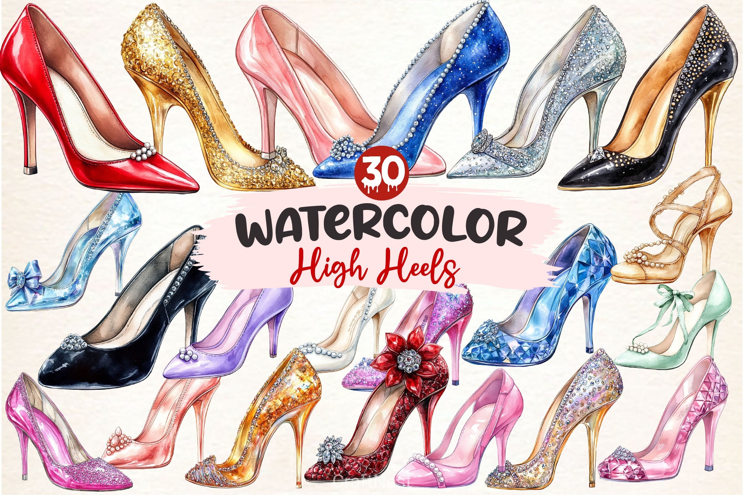 High Heels With Diamonds And Pearls Clipart Bundle - CraftNest - Digital Crafting and Art