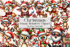 Funny Reindeer Clipart Bundle - CraftNest - Digital Crafting and Art