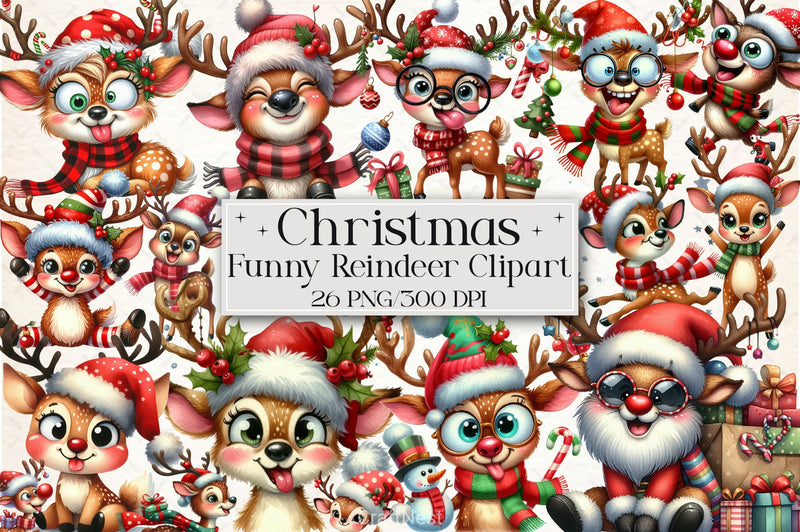 Funny Reindeer Clipart Bundle - CraftNest - Digital Crafting and Art