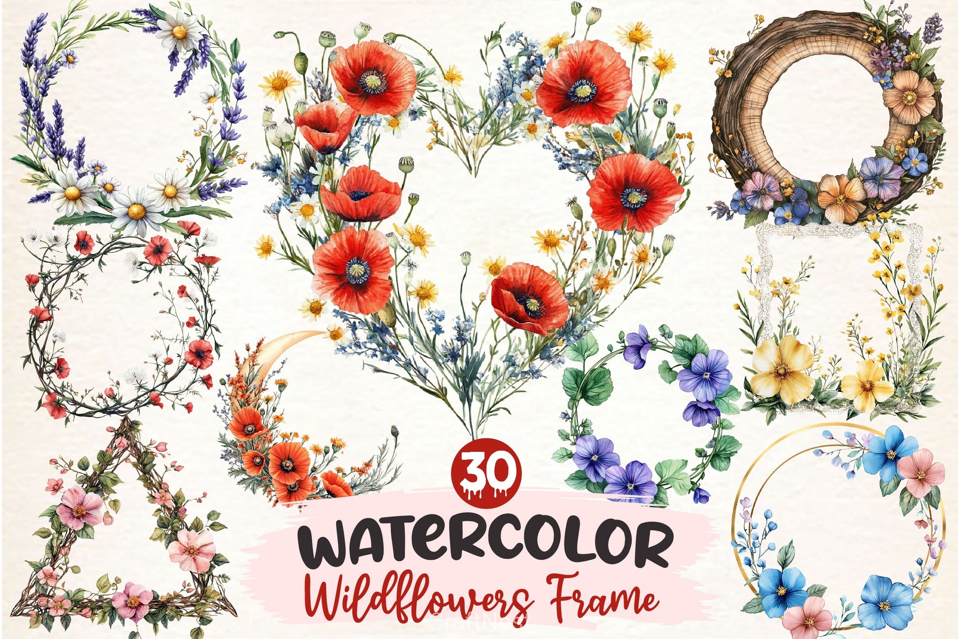Wildflowers Frame Clipart Bundle - CraftNest - Digital Crafting and Art