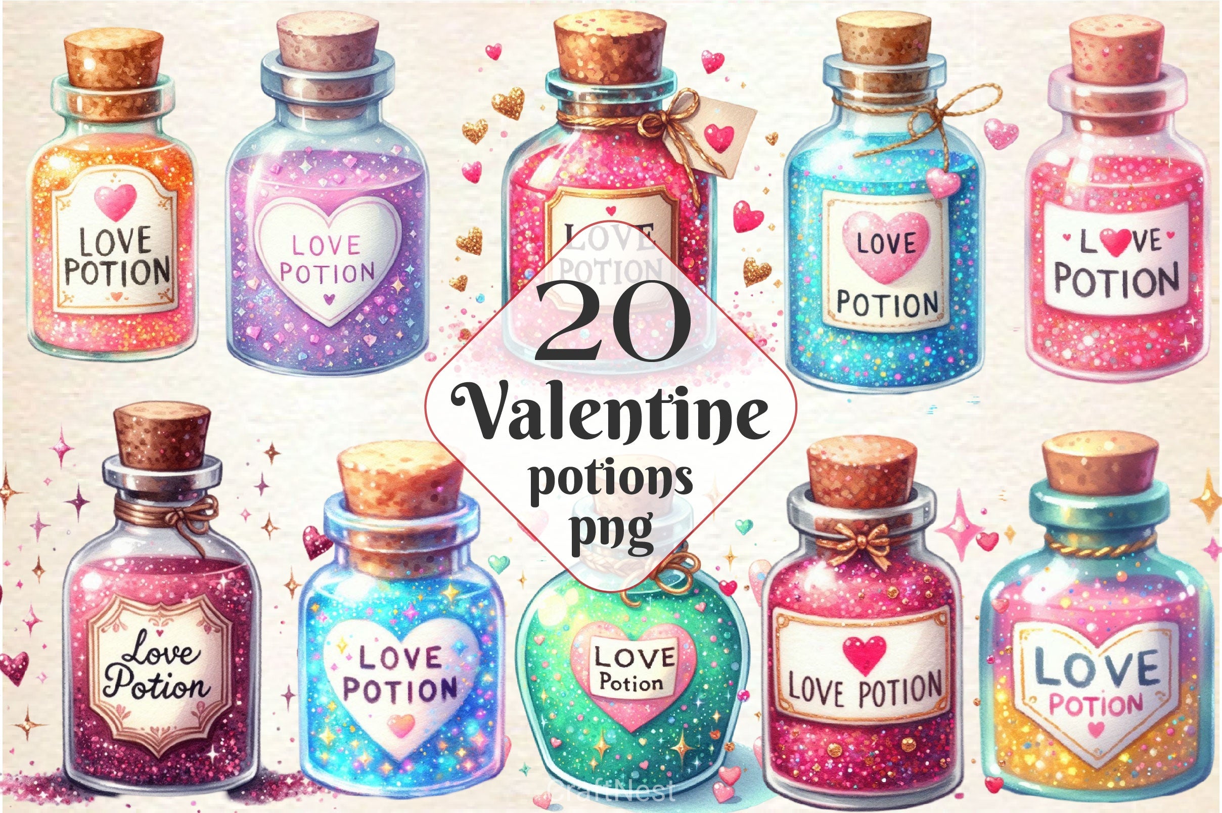 Valentine Potions Clipart Bundle - CraftNest - Digital Crafting and Art